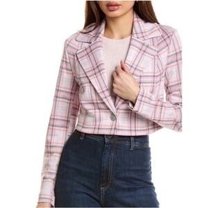 Cabi Play Date Cropped Pink Plaid Blazer Jacket. Like New. Size Large